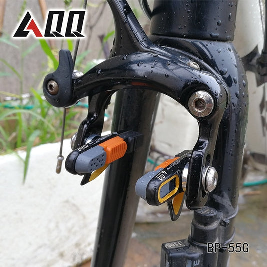 AQQ 1 Pair Road Bicycle Brake Pads Bicycle Braking V Brake Holder Shoes Rubber Blocks Durable Cycling Accessories