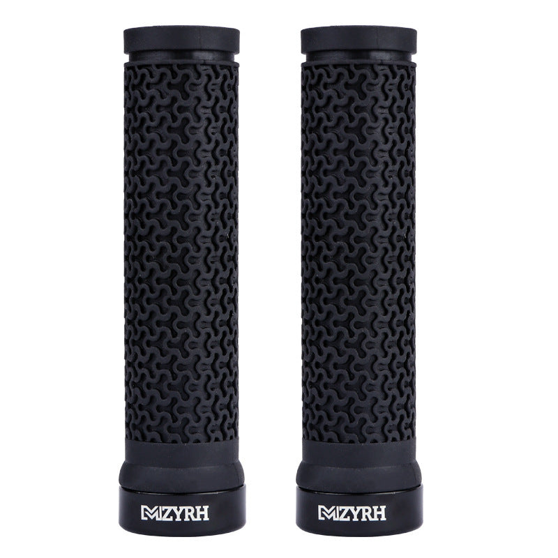Bicycle Rubber Handle Cover Mountain Bike Unilateral Locking Handle Cover Non-Slip Textured Aluminum Alloy Handle Cover Riding Accessories