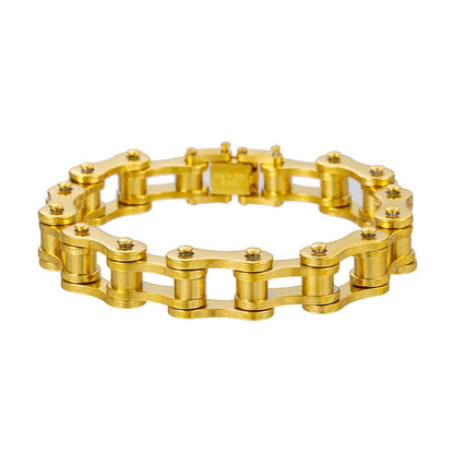 Punk jewelry European and American titanium steel men's bracelet rolling bicycle bracelet stainless steel motorcycle chain non-fading bracelet