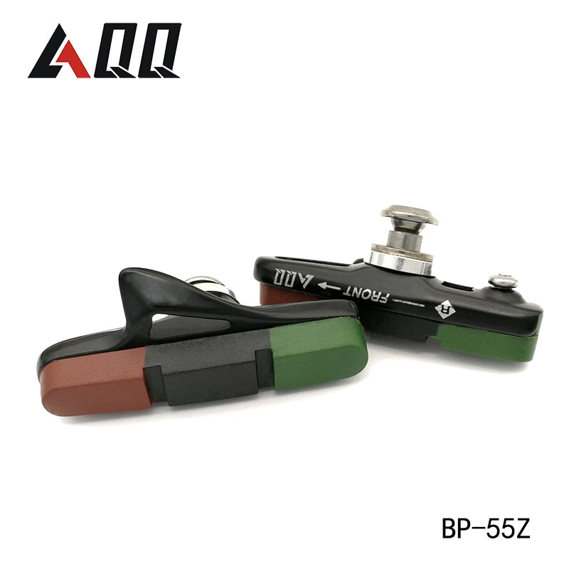 AQQ 1 Pair Road Bicycle Brake Pads Bicycle Braking V Brake Holder Shoes Rubber Blocks Durable Cycling Accessories