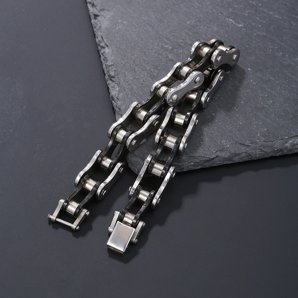 Punk jewelry European and American titanium steel men's bracelet rolling bicycle bracelet stainless steel motorcycle chain non-fading bracelet