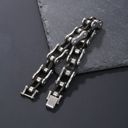 Punk jewelry European and American titanium steel men's bracelet rolling bicycle bracelet stainless steel motorcycle chain non-fading bracelet
