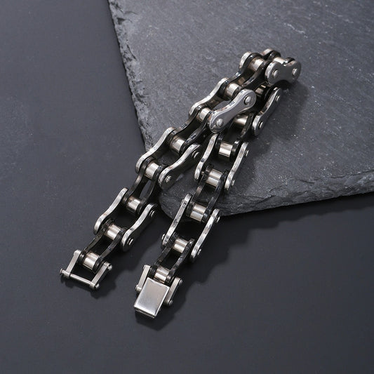 Punk jewelry European and American titanium steel men's bracelet rolling bicycle bracelet stainless steel motorcycle chain non-fading bracelet