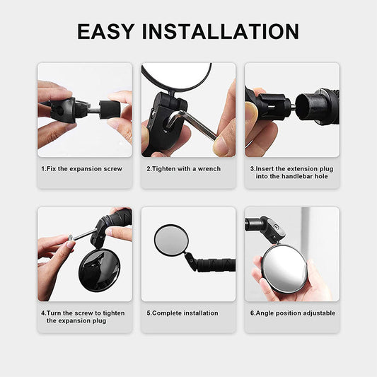 Bicycle Rearview Mirror 360 Degree Rotating Acrylic Lens Large Round Mountain Bike Mirror