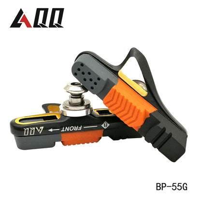 AQQ 1 Pair Road Bicycle Brake Pads Bicycle Braking V Brake Holder Shoes Rubber Blocks Durable Cycling Accessories