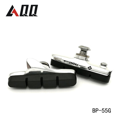 AQQ 1 Pair Road Bicycle Brake Pads Bicycle Braking V Brake Holder Shoes Rubber Blocks Durable Cycling Accessories