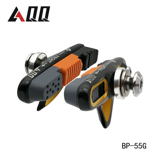 AQQ 1 Pair Road Bicycle Brake Pads Bicycle Braking V Brake Holder Shoes Rubber Blocks Durable Cycling Accessories