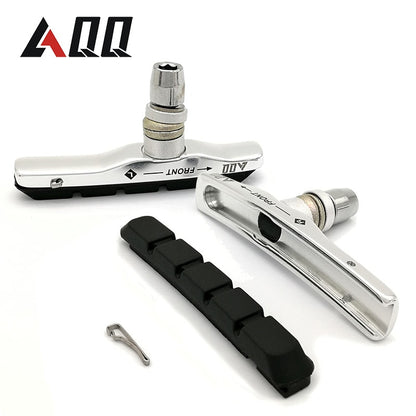 AQQ 1 Pair Mountain Bike Bicycle Brake Pads Bicycle Braking V Brake Holder Shoes Rubber Blocks Durable Cycling Accessories