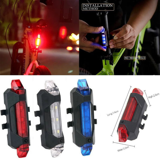 1pcs Bicycle Riding Equipment Accessories USB Charging LED Mountain Bike Light Bicycle Lighting Warning Tail Light