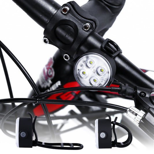 Bicycle Light Mountain Bike USB Charging Headlight Warning Set Tail Light Riding Accessories Four Lights