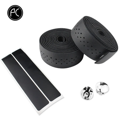 PCycling Bicycle Handlebar Tape Road Bike PU Leather Perforated Belt Breathable Soft Bike Handlebar Tape MTB Fixed Gear Belt