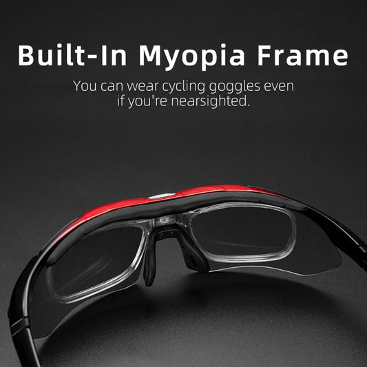 ROCKBROS Polarized Sports Men Sunglasses Road Cycling Glasses Mountain Bike Bicycle Riding Protection Goggles Eyewear 5 Lens
