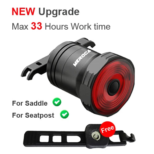 Smart Bicycle Rear Light Auto Start/Stop Brake Sensing IPx6 Waterproof USB Charge cycling Tail Taillight Bike LED Light