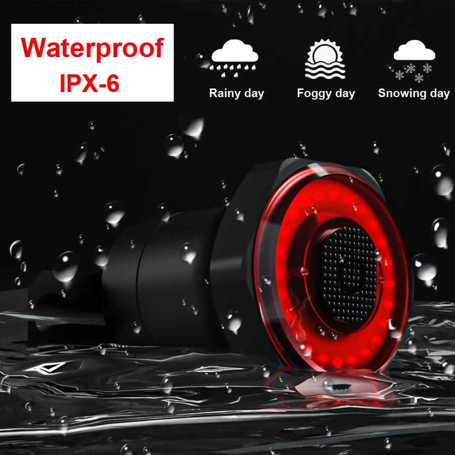 Smart Bicycle Rear Light Auto Start/Stop Brake Sensing IPx6 Waterproof USB Charge cycling Tail Taillight Bike LED Light